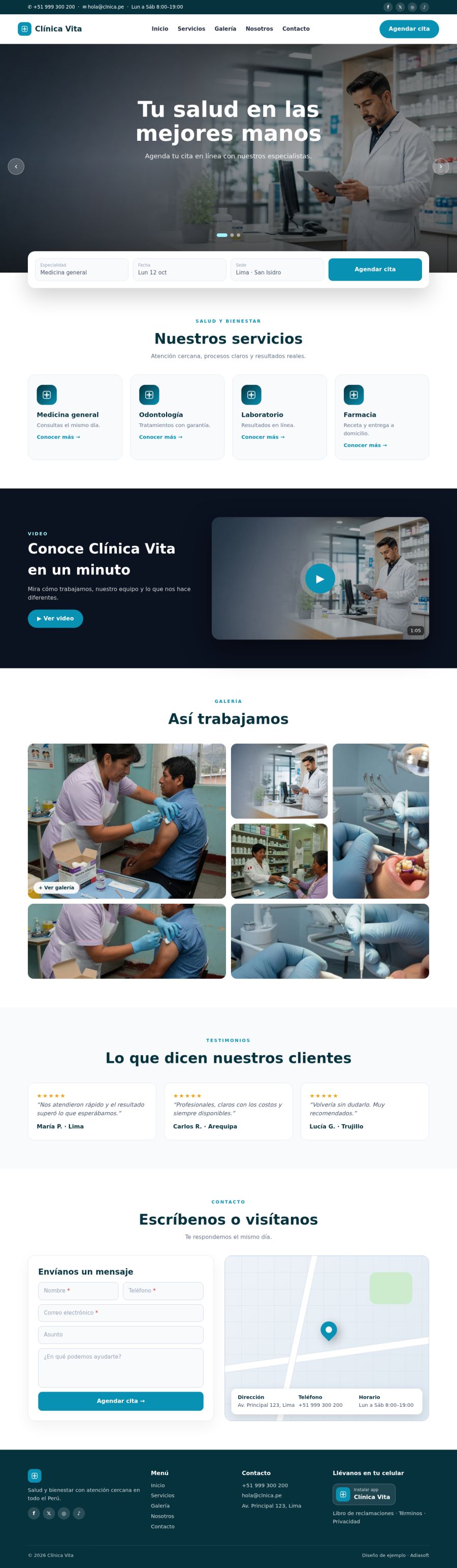 Página completa del diseño Clínica Vita en computadora