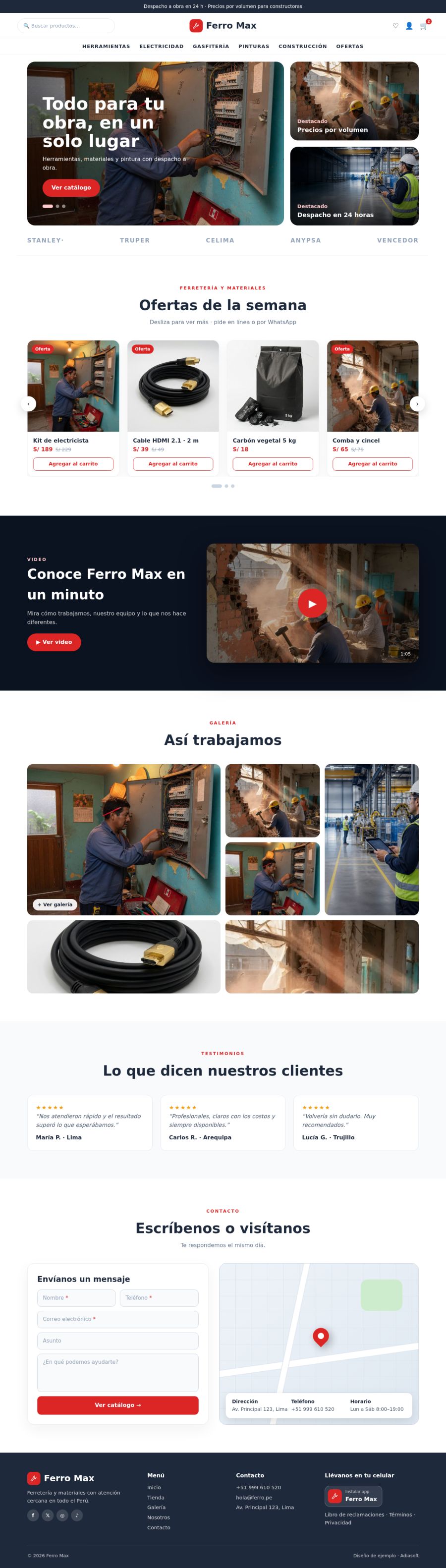 Página completa del diseño Ferro Max en computadora
